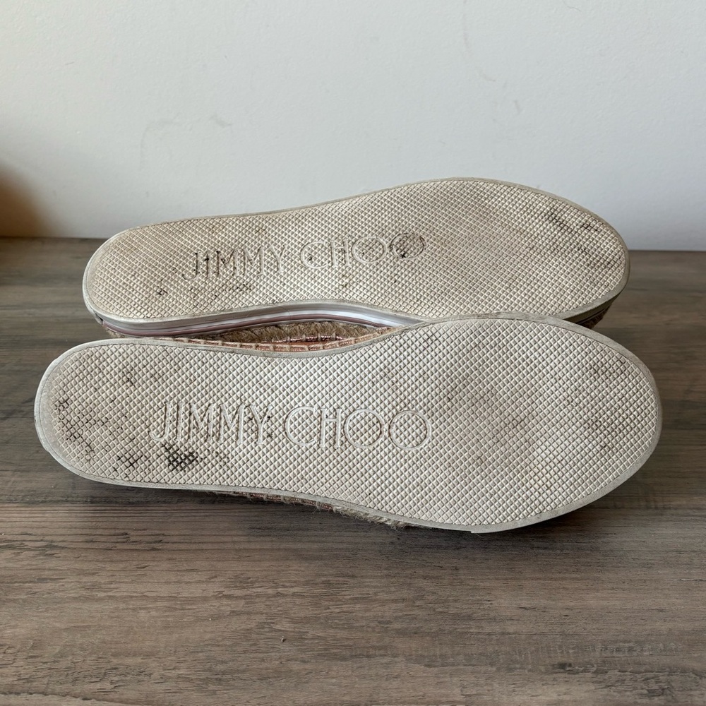 Jimmy Choo Women Espadrille 10 Copper Shoes‎  Metallic Jute Trim Size 40 Slip On - Picture 11 of 11